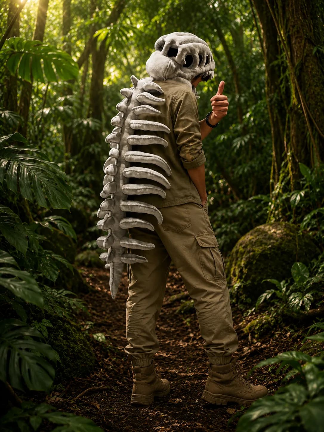Dino Skeleton Plush Costume - Adult/Large 115cm 1