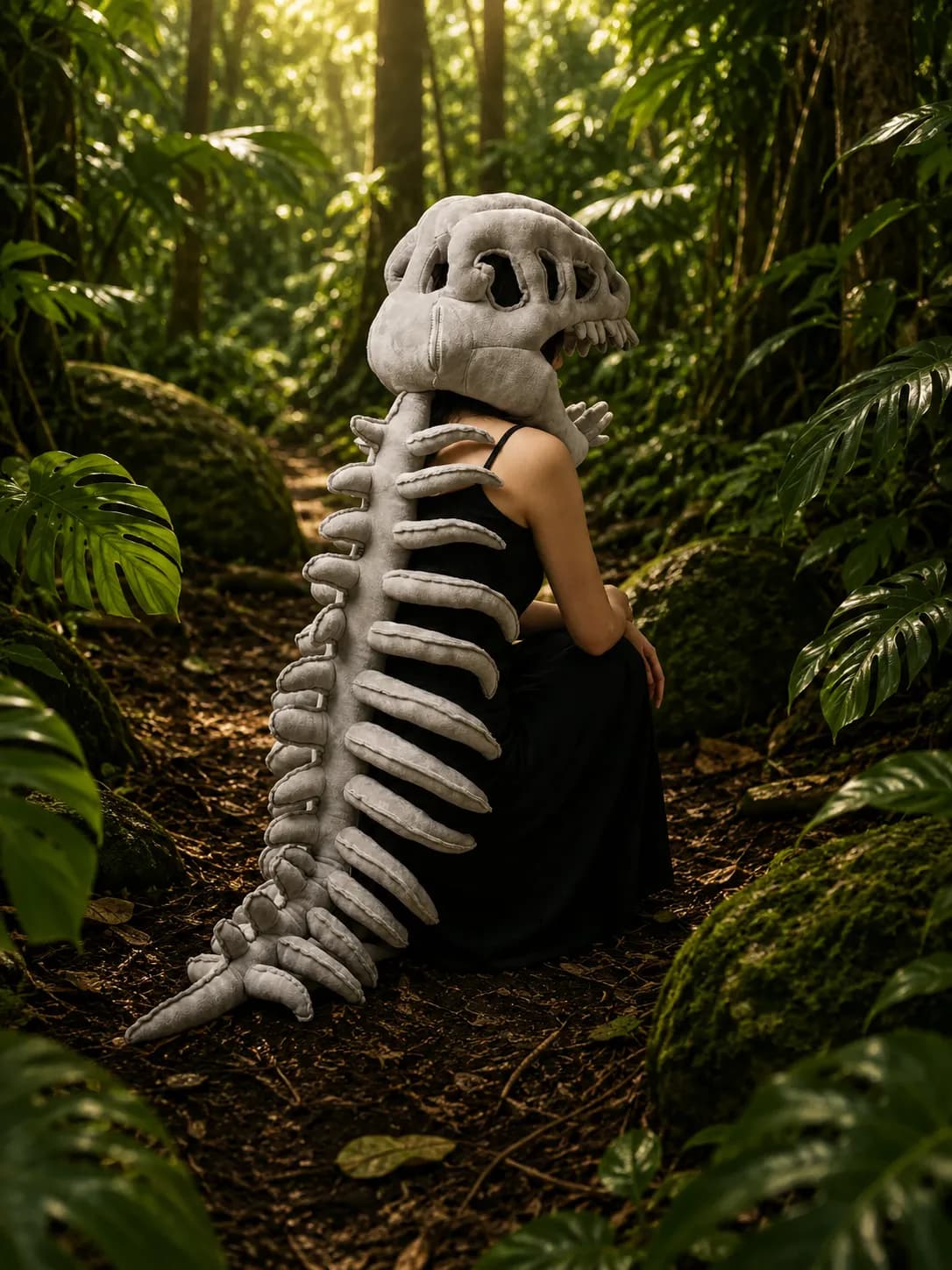 Dino Skeleton Plush Costume - Adult/Large 115cm 5