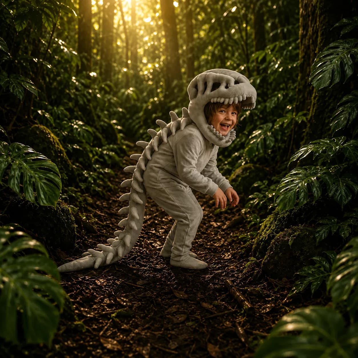 Dino Skeleton Plush Costume - Kids/Small 75cm 5